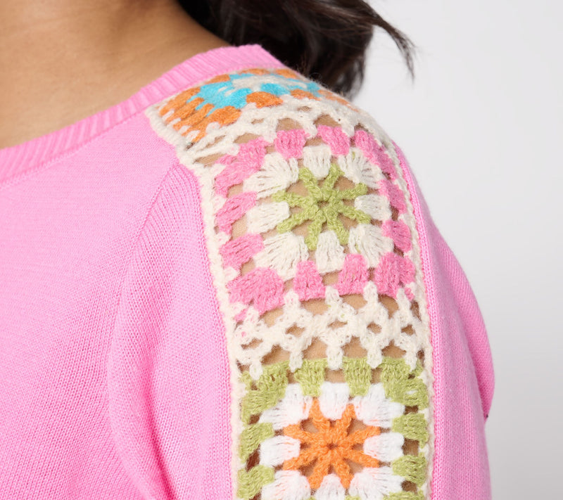 Belle by Kim Gravel Hip to be Square Crochet Sleeve Sweater — View 6