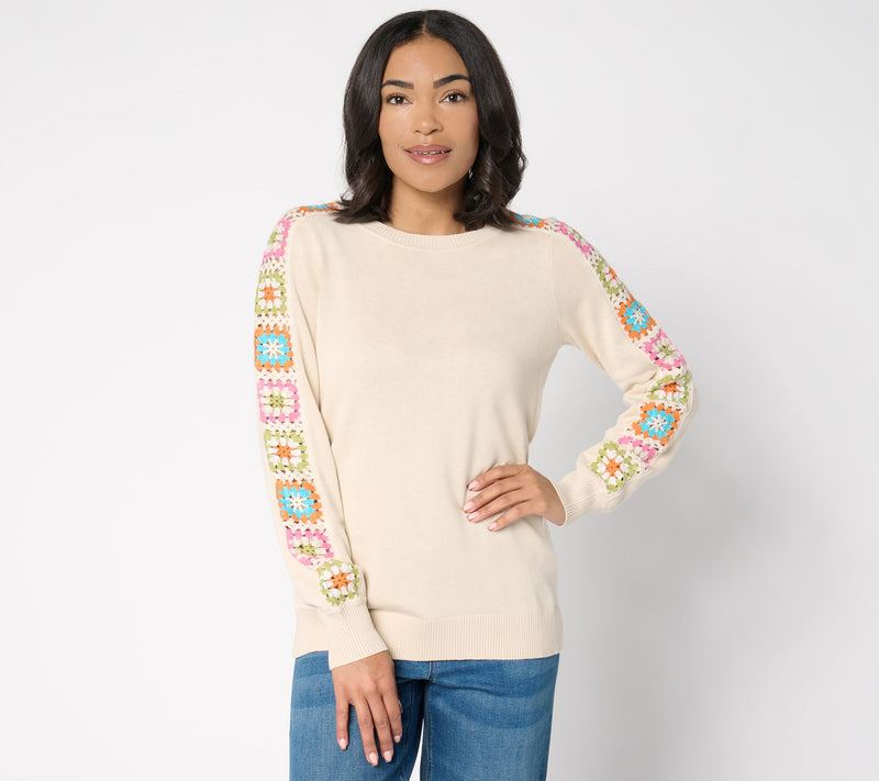 Belle by Kim Gravel Hip to be Square Crochet Sleeve Sweater — View 12