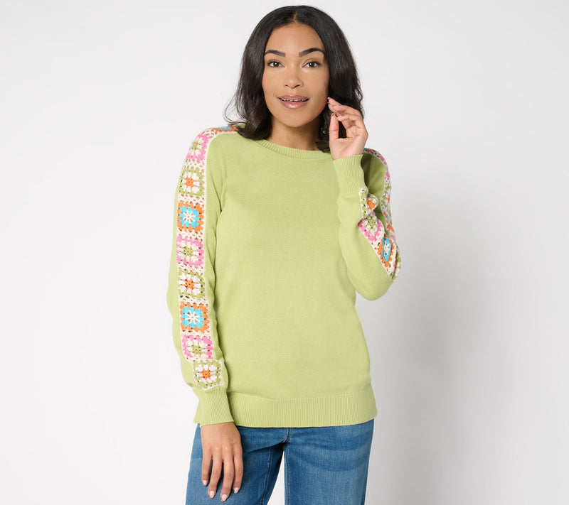 Belle by Kim Gravel Hip to be Square Crochet Sleeve Sweater — View 14