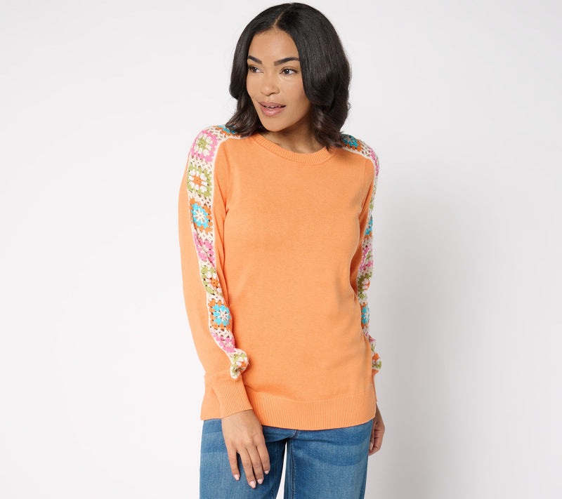 Belle by Kim Gravel Hip to be Square Crochet Sleeve Sweater — View 15