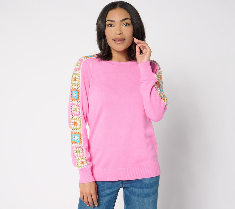 Belle by Kim Gravel Hip to be Square Crochet Sleeve Sweater — View 16