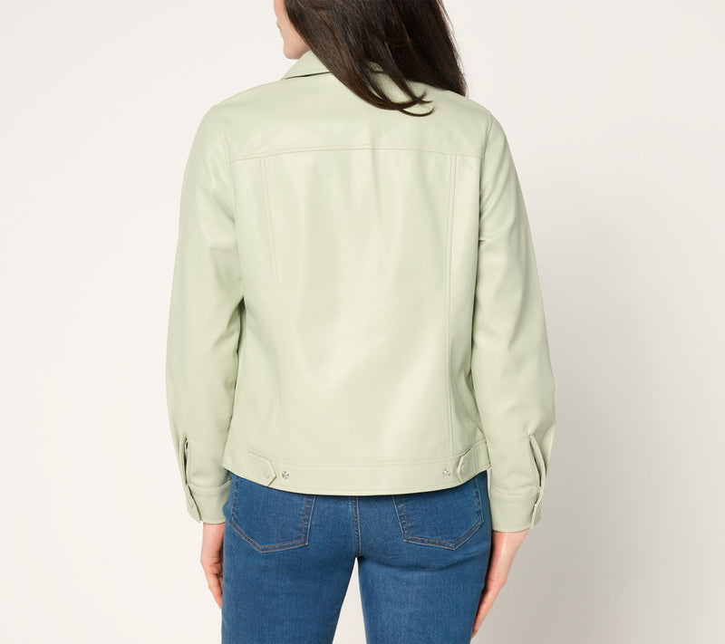 Belle by Kim Gravel Faux Leather Zip Utility Jacket — View 3