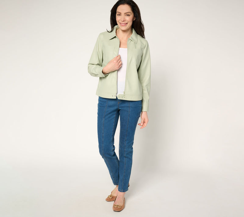 Belle by Kim Gravel Faux Leather Zip Utility Jacket — View 4