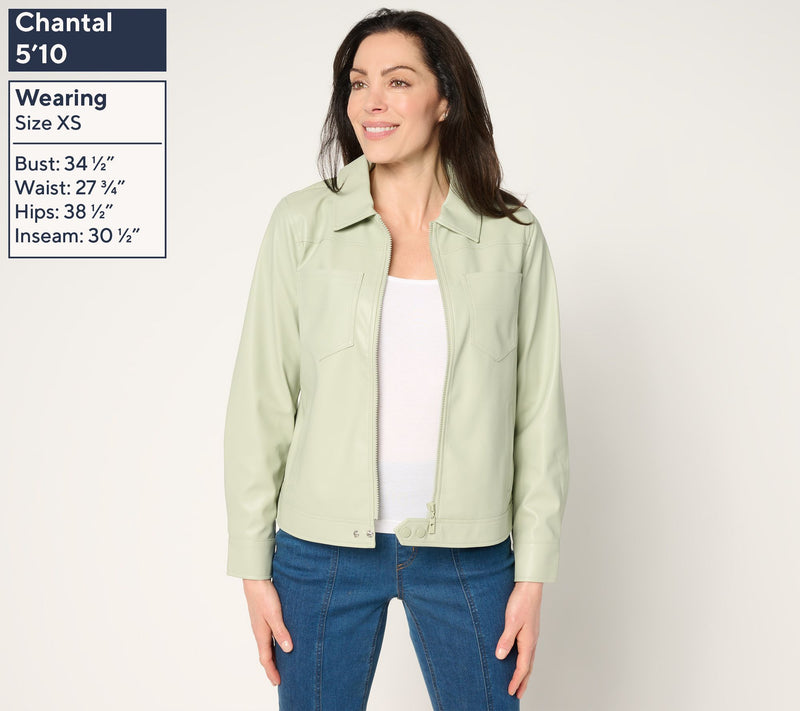 Belle by Kim Gravel Faux Leather Zip Utility Jacket — View 2