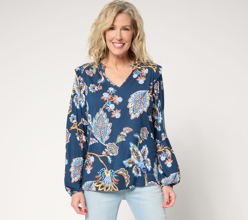 Belle by Kim Gravel Rayon Spandex Think Spring Knit Blouse — View 3