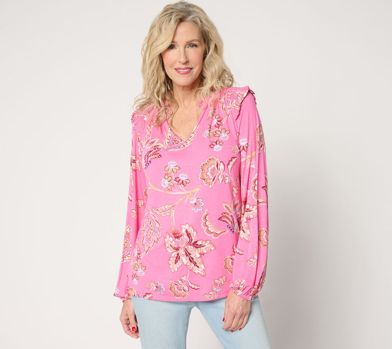 Belle by Kim Gravel Rayon Spandex Think Spring Knit Blouse — View 5