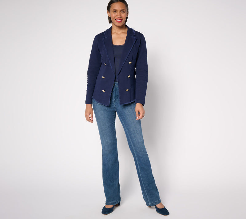 Belle by Kim Gravel Twill Front Knit Back Nautical Jacket — View 5
