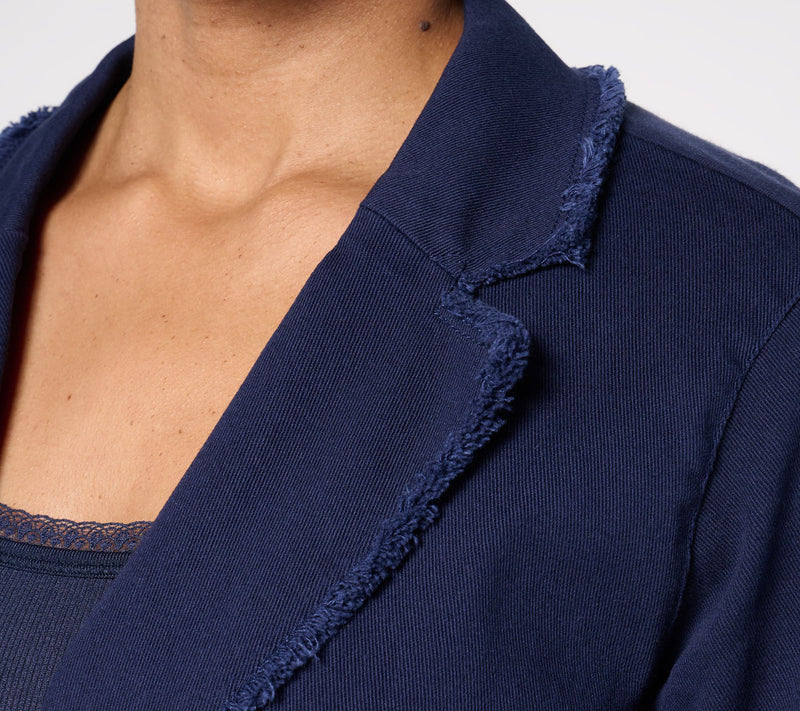 Belle by Kim Gravel Twill Front Knit Back Nautical Jacket — View 6