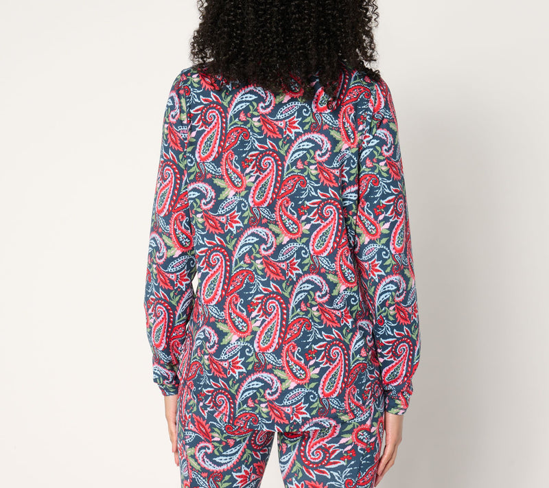 Belle Body by Kim Gravel Pop of Paisley Athletic Jersey Half Zip Top — View 4