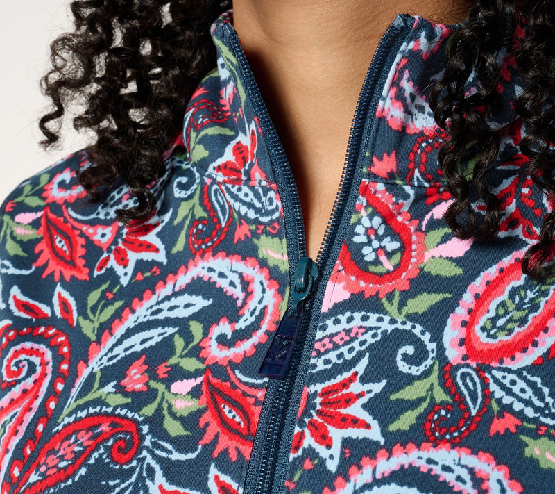 Belle Body by Kim Gravel Pop of Paisley Athletic Jersey Half Zip Top — View 6