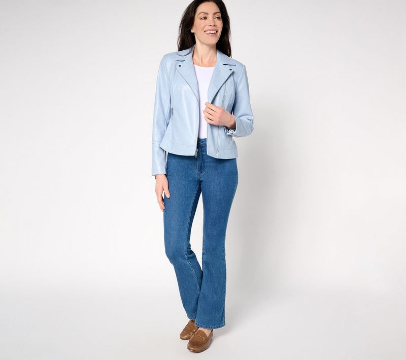 Denim & Co. Faux Leather Long Sleeve Moto Jacket w/ Zipper Pockets — View 5