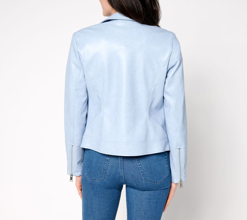 Denim & Co. Faux Leather Long Sleeve Moto Jacket w/ Zipper Pockets — View 4