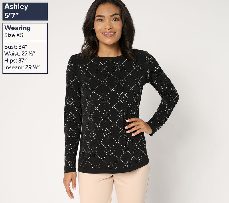 Susan Graver Liquid Knit Embellished Long-Sleeve Top — View 11