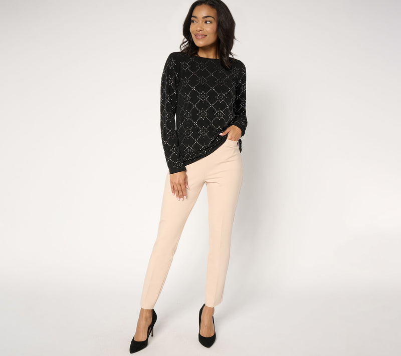 Susan Graver Liquid Knit Embellished Long-Sleeve Top — View 13