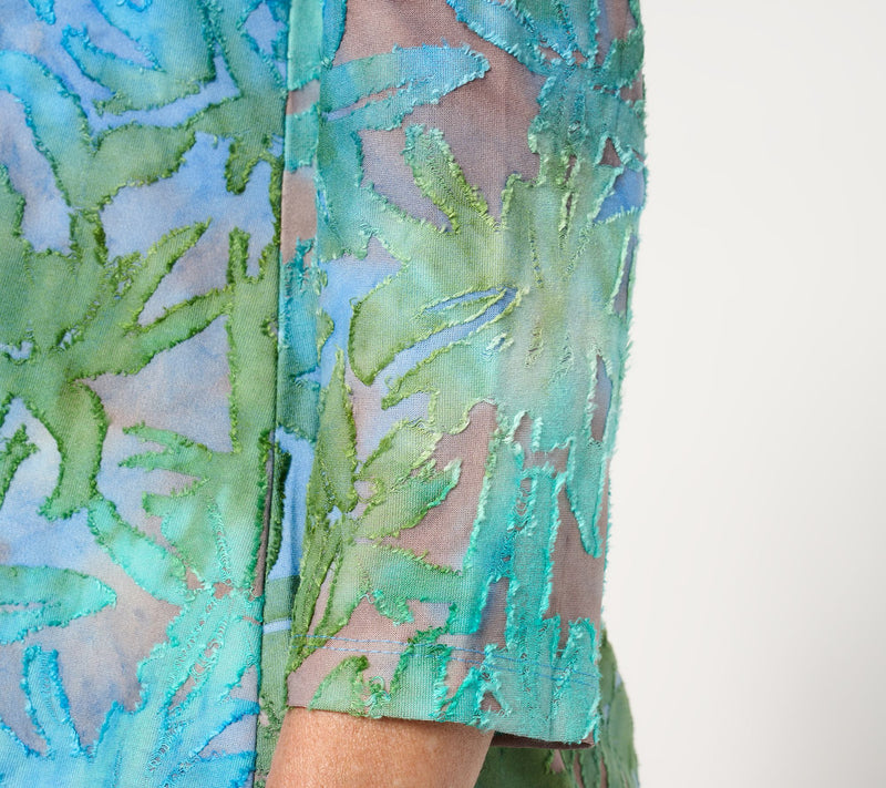 Susan Graver Weekend Regular Tie Dye Burnout 3/4 Sleeve A-Line Tunic — View 10