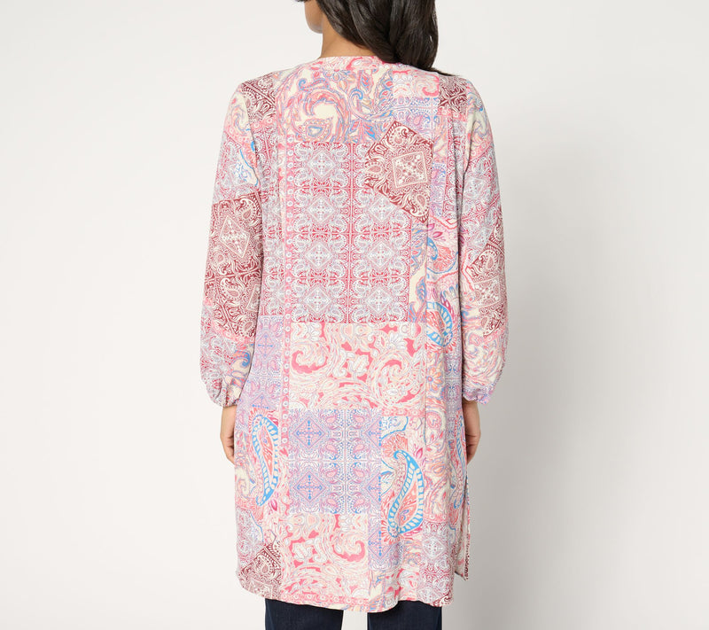 Susan Graver Passport Petite Printed St Tropez Woven Duster — View 9