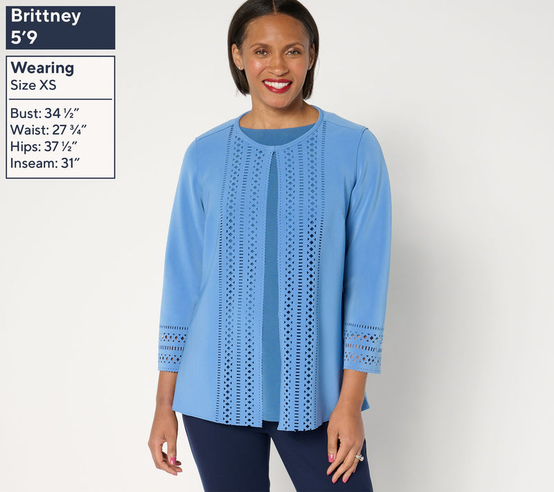GRAVER Susan Graver LK Fusion Plus Regular Laser Cut Cardigan — View 7