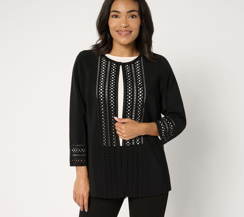 GRAVER Susan Graver LK Fusion Plus Regular Laser Cut Cardigan — View 5