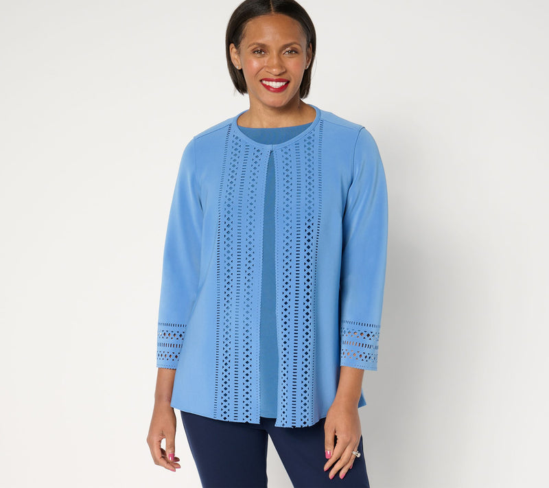GRAVER Susan Graver LK Fusion Plus Regular Laser Cut Cardigan — Main view