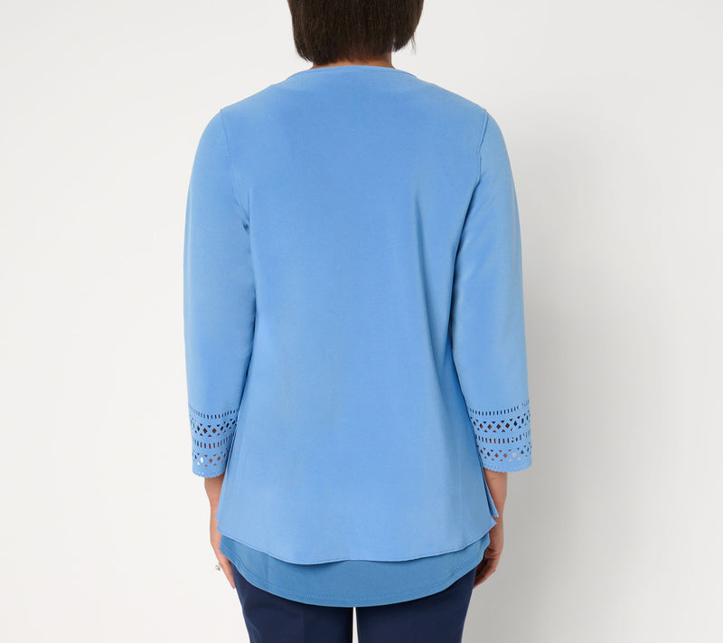 GRAVER Susan Graver LK Fusion Plus Petite Laser Cut Cardigan — View 12