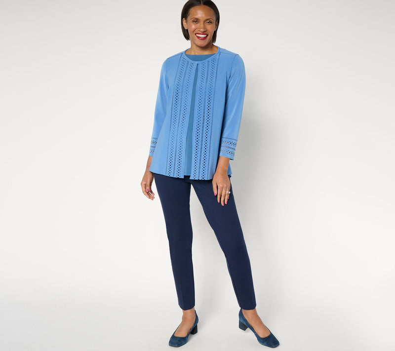 GRAVER Susan Graver LK Fusion Plus Petite Laser Cut Cardigan — View 13