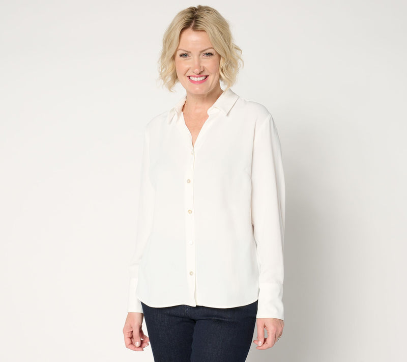 Susan Graver Print or Solid St. Tropez Drapey Woven Shirt — View 13