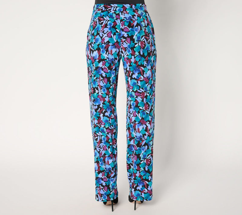 Susan Graver Regular Printed Liquid Knit Wide-Leg Pants — View 4