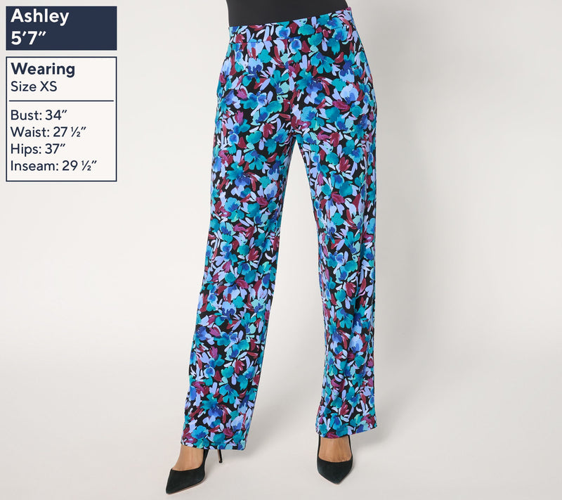 Susan Graver Regular Printed Liquid Knit Wide-Leg Pants — View 3
