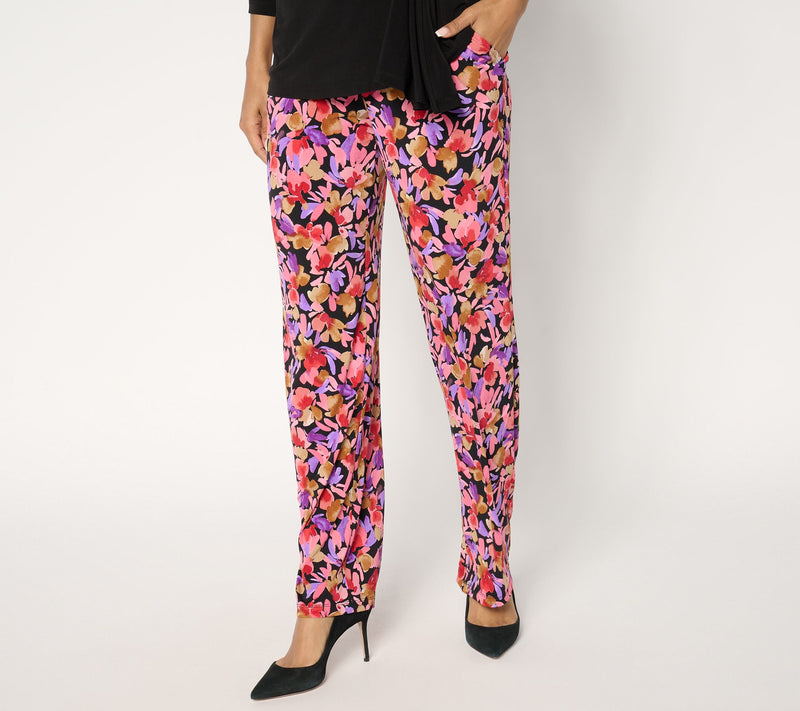 Susan Graver Regular Printed Liquid Knit Wide-Leg Pants — View 13