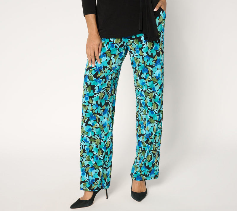 Susan Graver Regular Printed Liquid Knit Wide-Leg Pants — View 14