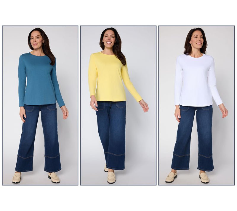 Denim & Co. Essentials Perfect Jersey 3-Pack Crew Neck Tops — View 7