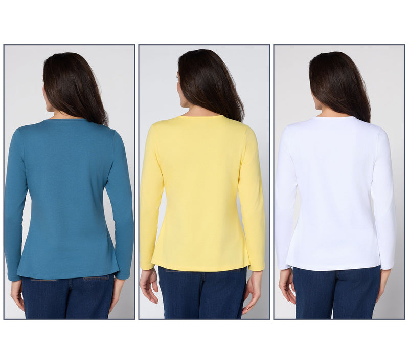 Denim & Co. Essentials Perfect Jersey 3-Pack Crew Neck Tops — View 6