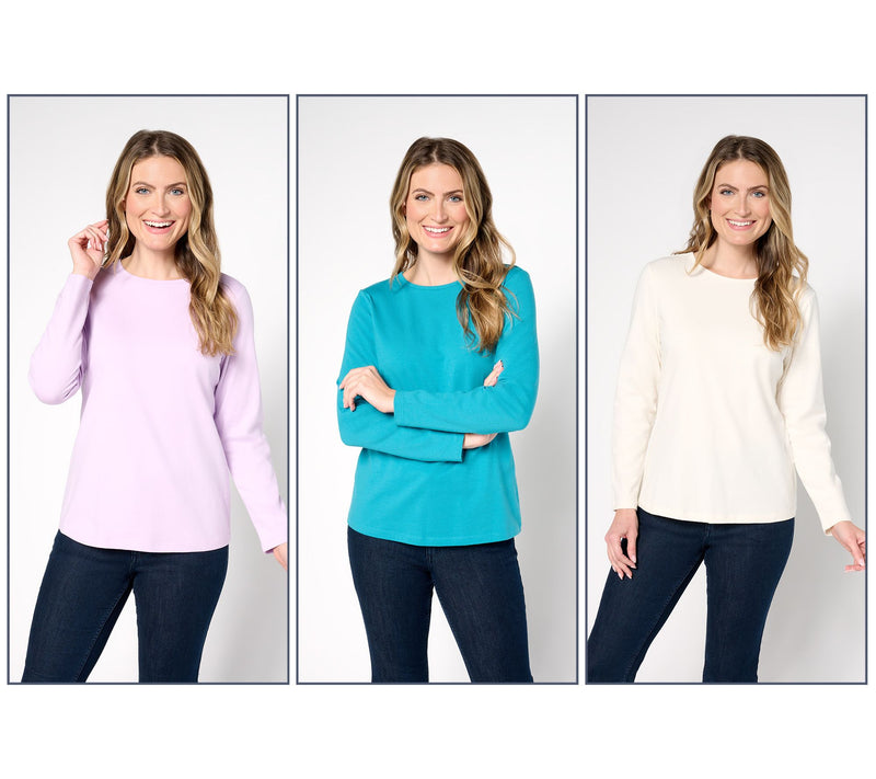 Denim & Co. Essentials Perfect Jersey 3-Pack Crew Neck Tops — View 14