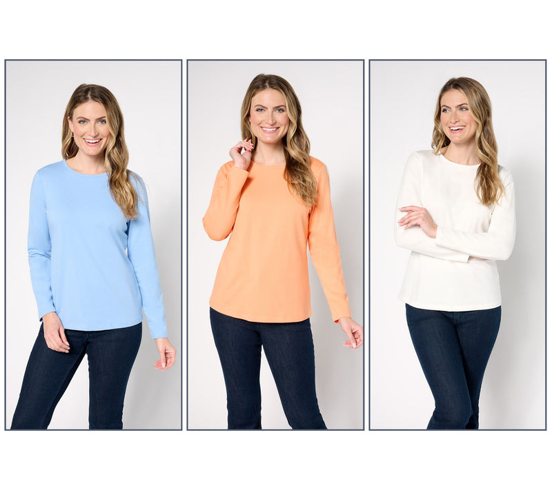 Denim & Co. Essentials Perfect Jersey 3-Pack Crew Neck Tops — View 16