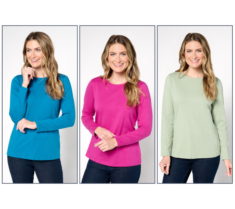 Denim & Co. Essentials Perfect Jersey 3-Pack Crew Neck Tops — View 17