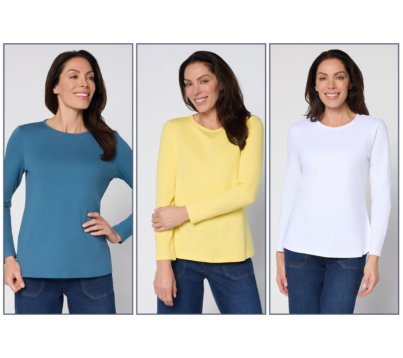 Denim & Co. Essentials Perfect Jersey 3-Pack Crew Neck Tops — View 3