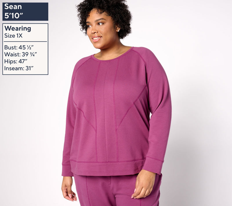 Denim & Co. Active French Terry Round Neck Pullover — View 14