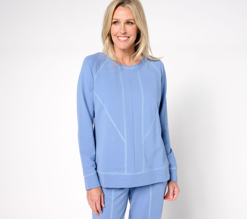 Denim & Co. Active French Terry Round Neck Pullover — Main view