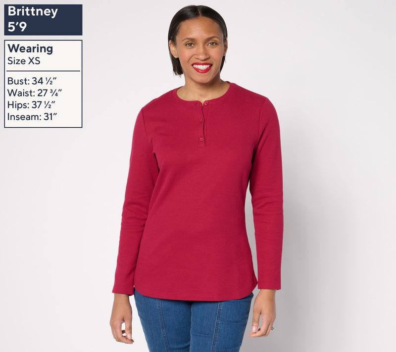 Denim & Co. Essentials Waffle Knit 2-Pack Henleys — View 17