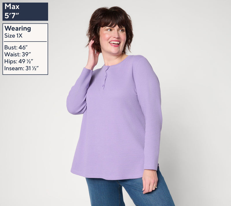 Denim & Co. Essentials Waffle Knit 2-Pack Henleys — View 16