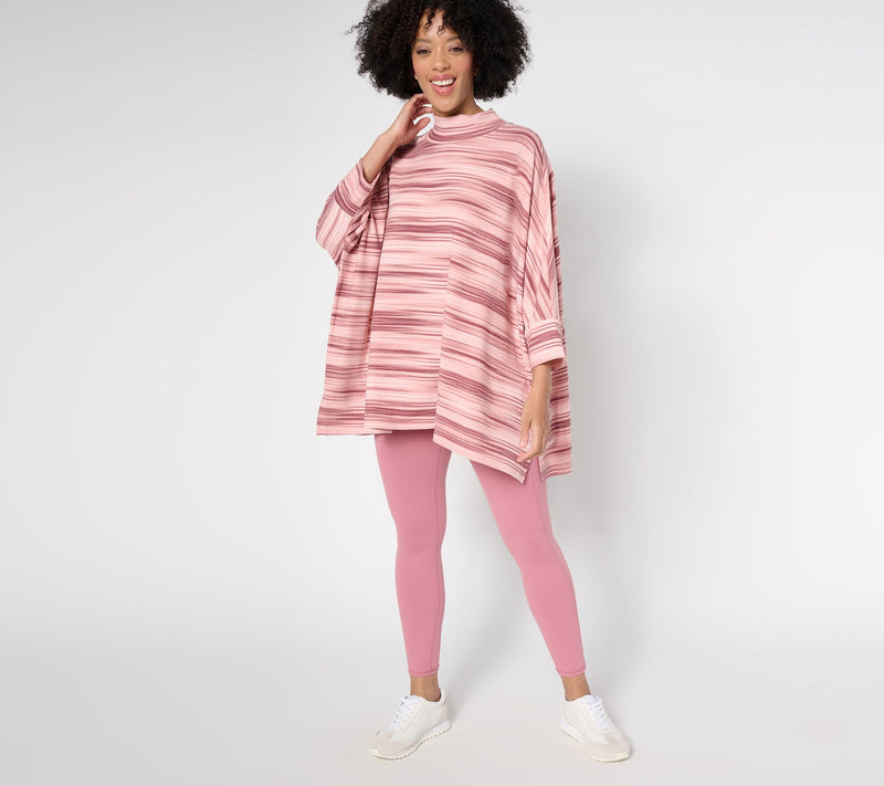 Denim & Co. Active Heavenly Jersey Space Dye Printed Poncho — View 5