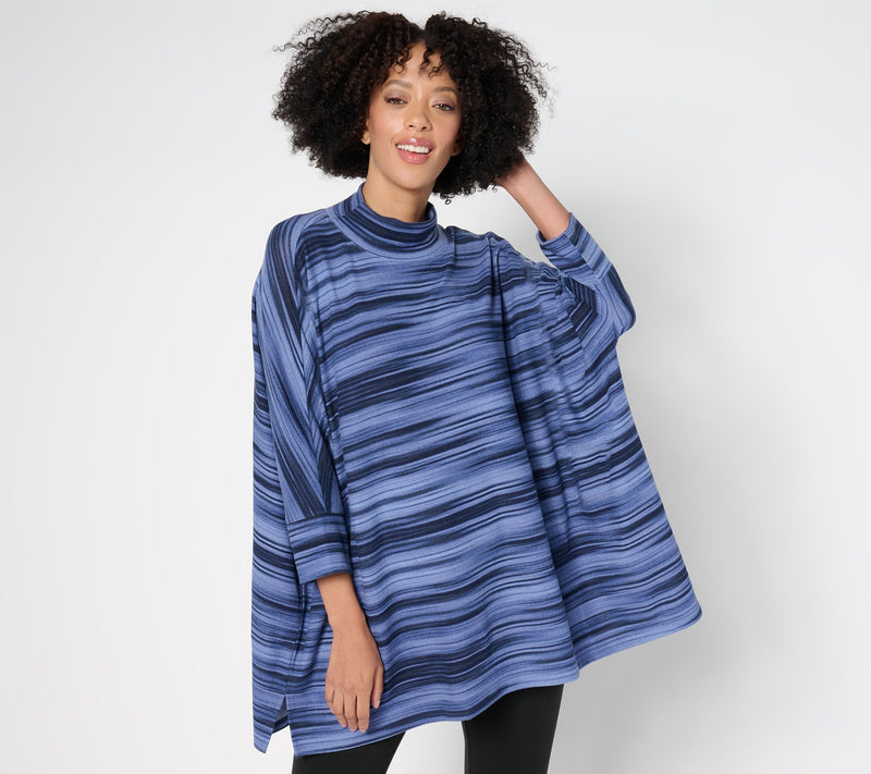 Denim & Co. Active Heavenly Jersey Space Dye Printed Poncho — View 10
