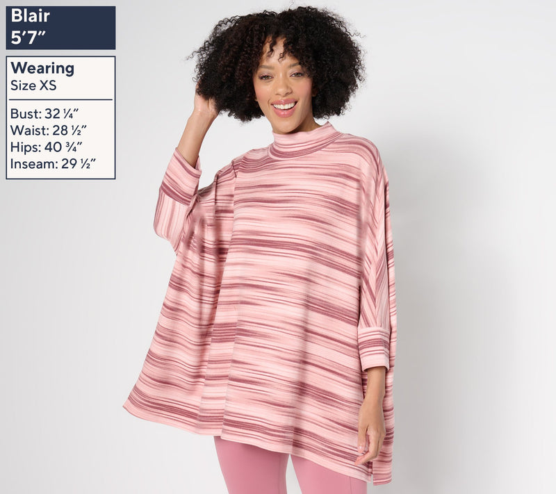 Denim & Co. Active Heavenly Jersey Space Dye Printed Poncho — View 3