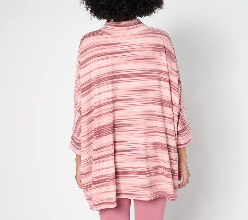 Denim & Co. Active Heavenly Jersey Space Dye Printed Poncho — View 4