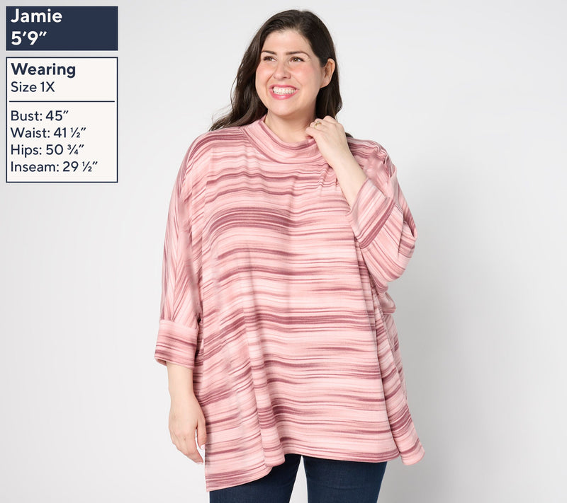 Denim & Co. Active Heavenly Jersey Space Dye Printed Poncho — View 2