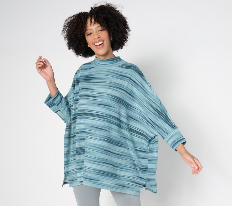 Denim & Co. Active Heavenly Jersey Space Dye Printed Poncho — View 12