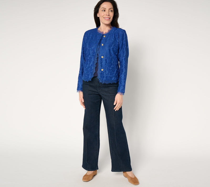 BEAUTIFUL by Lawrence Zarian Button Front Knit Lace Lady Jacket — View 5
