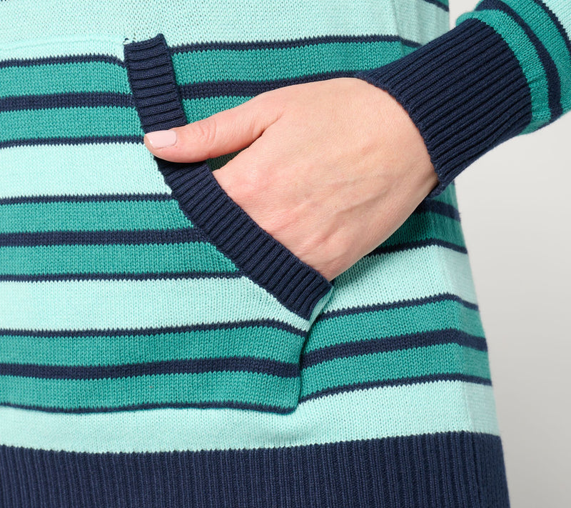 Denim & Co. Archives 100% Cotton Striped V-Neck Sweater — View 6