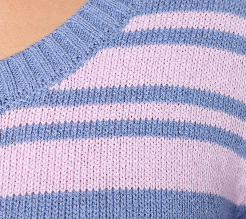 Denim & Co. 100% Cotton Striped Long-Sleeve Sweater — View 14