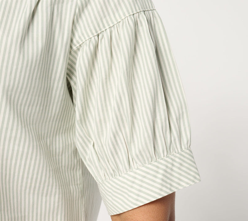 Denim & Co. Poplin Yarn-Dye Elbow-Sleeve Woven Top — View 6
